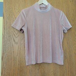 Madewell blush pink velour short sleeve mock turtleneck S